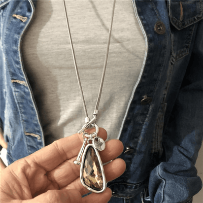 Collier chaîne long avec breloque en cristal pour femme - EMAKUJITIA