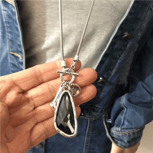 Collier chaîne long avec breloque en cristal pour femme - EMAKUJITIA