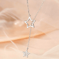 Collier chaîne pendentif étoiles serties de pierre de zircon - EMAKUJITIA