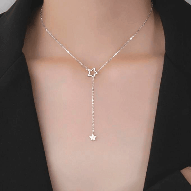 Collier chaîne pendentif étoiles serties de pierre de zircon - EMAKUJITIA