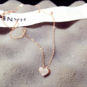 Collier chaine pendentif motif cœur serti de cristaux de zircon - EMAKUJITIA