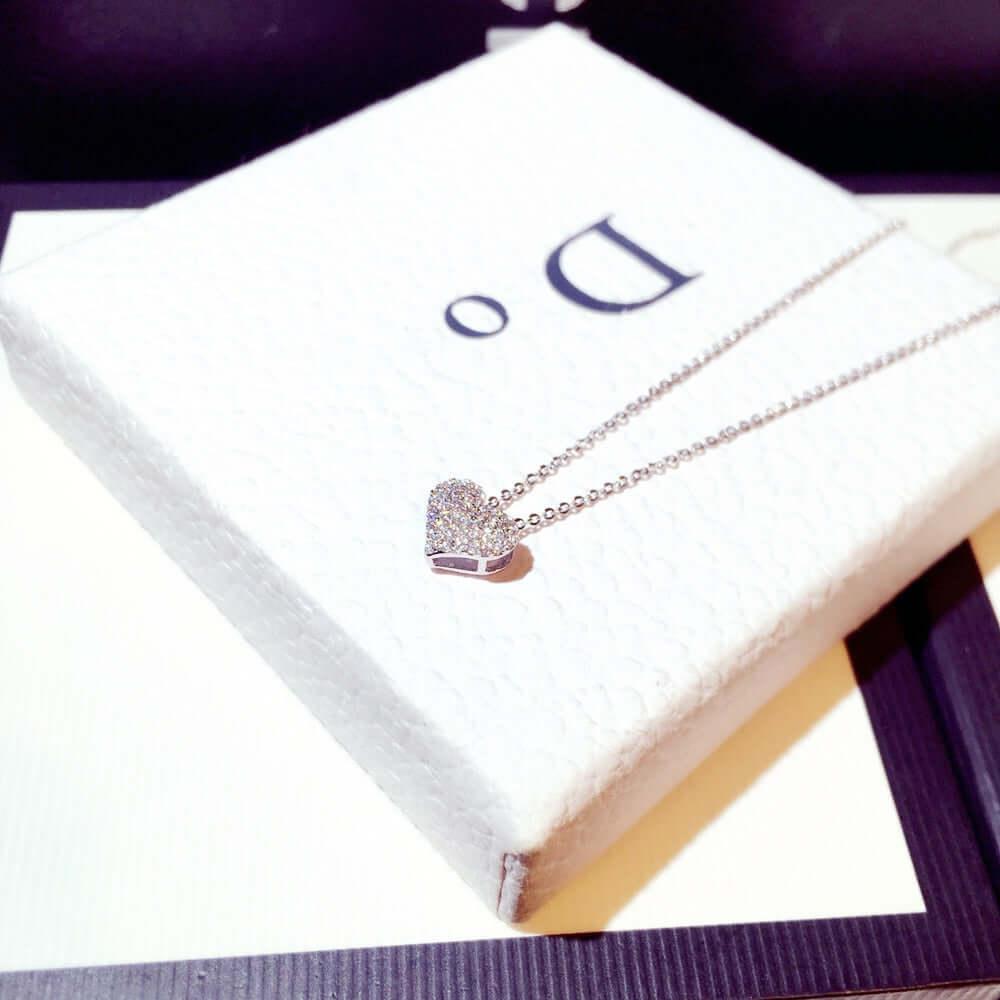 Collier chaine pendentif motif cœur serti de cristaux de zircon - EMAKUJITIA