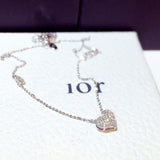 Collier chaine pendentif motif cœur serti de cristaux de zircon - EMAKUJITIA