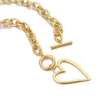 Collier doré maille épaisse avec pendentif en forme de cœur creux pour femme - EMAKUJITIA