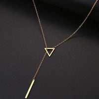 Collier double pendentif triangle ajouré et baguette - EMAKUJITIA