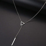 Collier double pendentif triangle ajouré et baguette - EMAKUJITIA