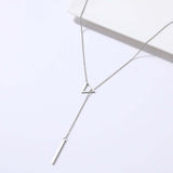 Collier double pendentif triangle ajouré et baguette - EMAKUJITIA