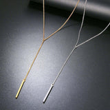 Collier en acier inoxydable pour femmes pendentif long - EMAKUJITIA