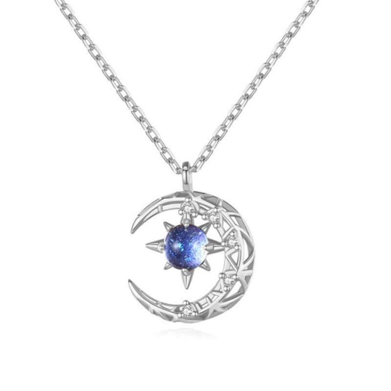 Collier pendentif en forme d'étoile et de lune en cristal de zircon - EMAKUJITIA