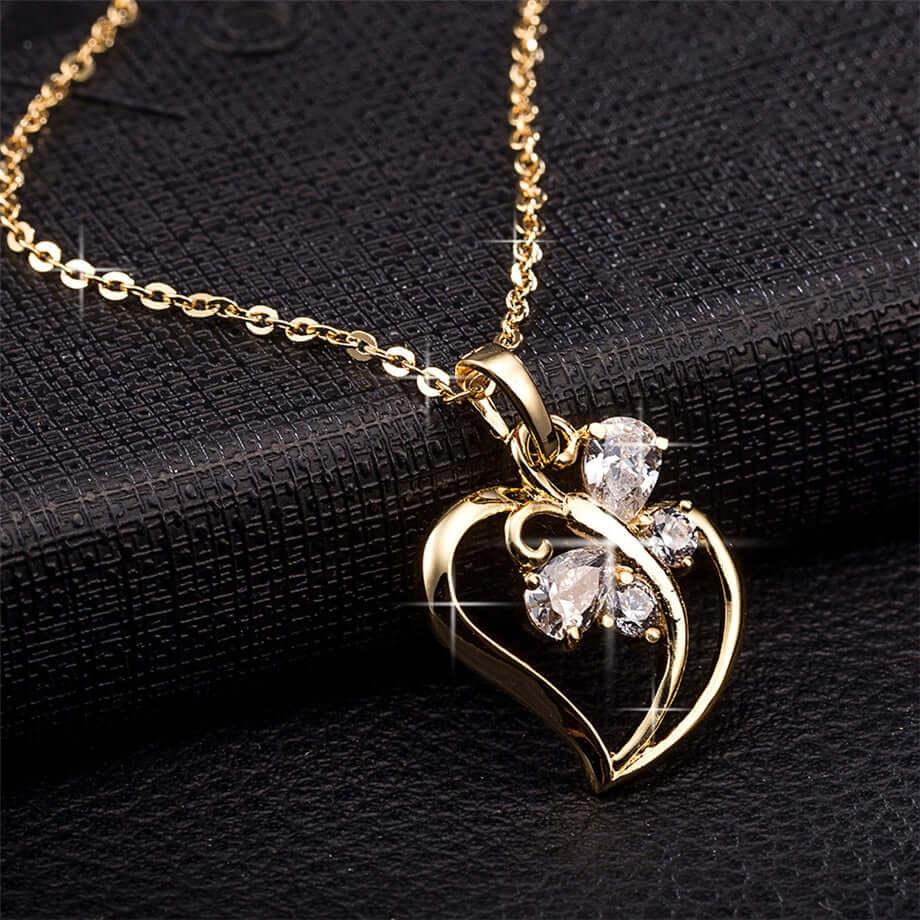 Collier pendentif forme de cœur en cristal de zircon pour femmes - EMAKUJITIA