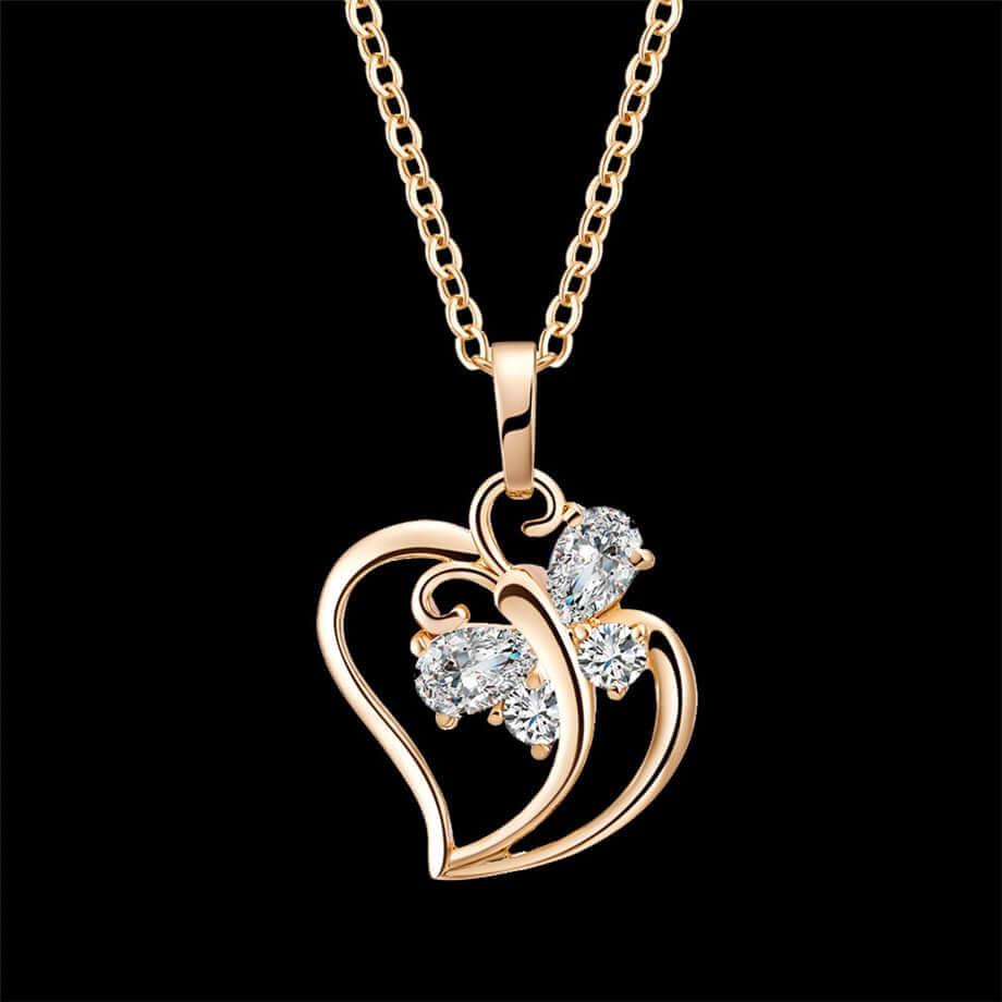 Collier pendentif forme de cœur en cristal de zircon pour femmes - EMAKUJITIA