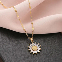 Collier plaqué or pendentif fleur en cristal de zircon pour femmes - EMAKUJITIA