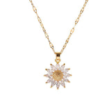 Collier plaqué or pendentif fleur en cristal de zircon pour femmes - EMAKUJITIA