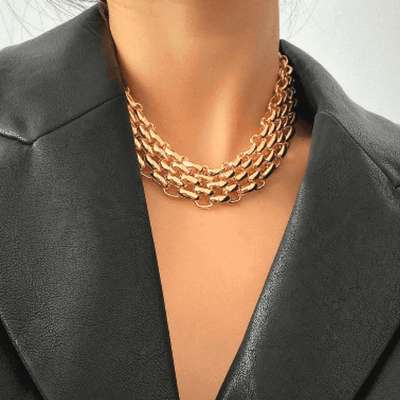 Collier ras du cou en chaîne épaisse pour femmes - EMAKUJITIA