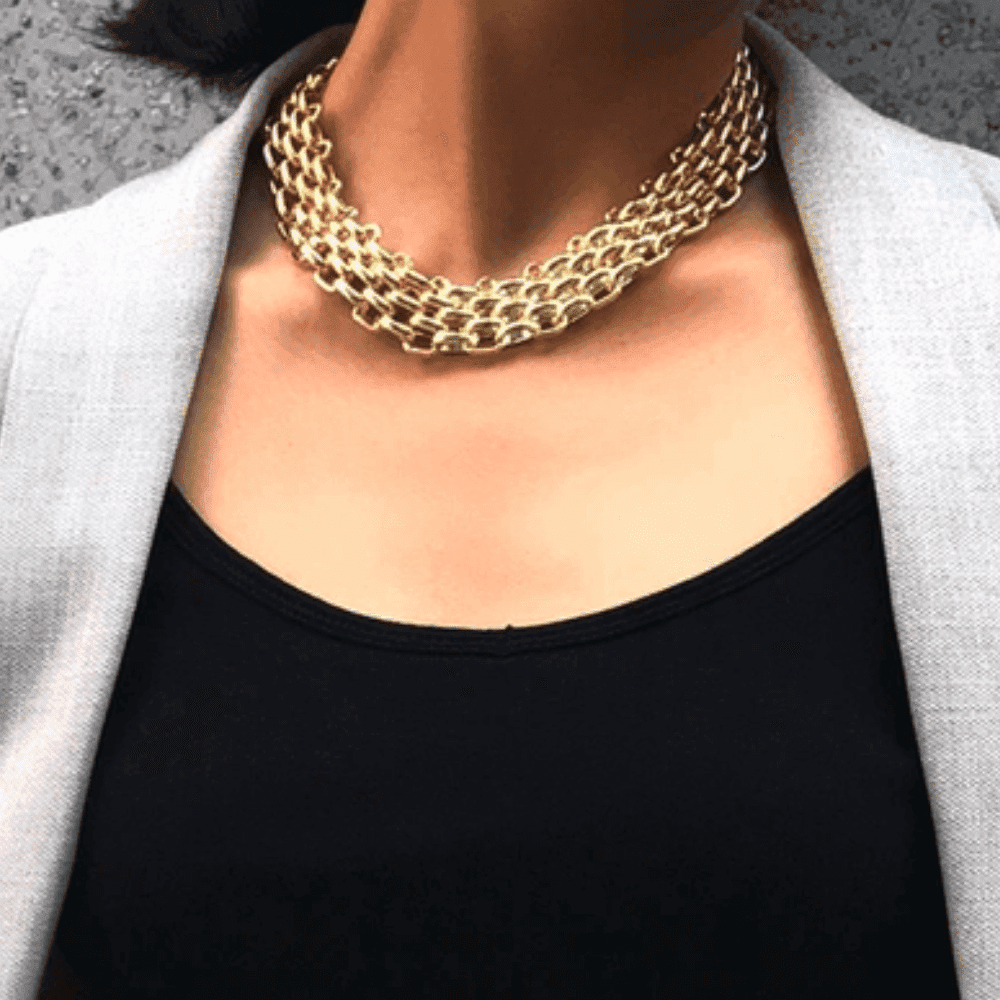 Collier ras du cou en chaîne épaisse pour femmes - EMAKUJITIA