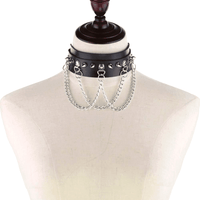 Collier ras du cou en similicuir avec pics et chaînes en alliage pour femmes - EMAKUJITIA