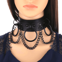 Collier ras du cou gothique en similicuir avec chaînes pour femmes - EMAKUJITIA