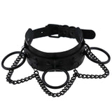 Collier ras du cou gothique en similicuir avec chaînes pour femmes - EMAKUJITIA