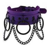 Collier ras du cou gothique en similicuir avec chaînes pour femmes - EMAKUJITIA