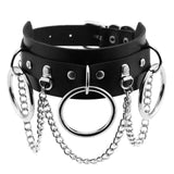 Collier ras du cou gothique en similicuir avec chaînes pour femmes - EMAKUJITIA