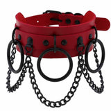Collier ras du cou gothique en similicuir avec chaînes pour femmes - EMAKUJITIA