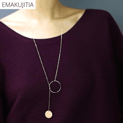 Collier strass fin long avec pendentif pour femmes - EMAKUJITIA