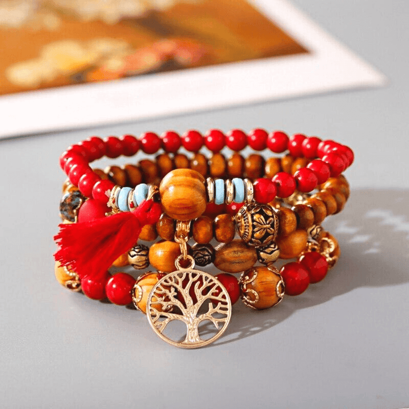 Ensemble de Bracelets bohèmes à perles en bois pour femmes - EMAKUJITIA