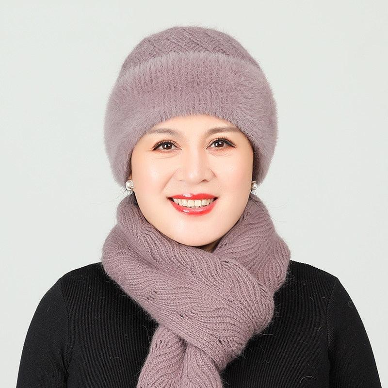 Ensemble écharpe bonnet tricotés pour femmes - EMAKUJITIA