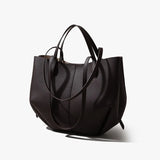 Grand Sac à Bandoulière Femme en Cuir Véritable Marron Chic