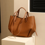 Grand Sac à Bandoulière Femme en Cuir Véritable Marron Chic