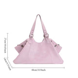 Schéma de dimensions d'un sac fourre-tout rose, 48x27x14cm