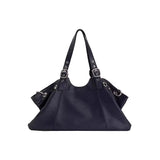Grand sac fourre-tout noir Y2K avec détails métalliques sur fond blanc