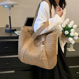 Grand sac cabas femme en paille - Élégance bohème chic