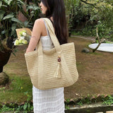 Grand sac cabas femme en paille - Élégance bohème chic