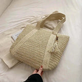 Grand sac cabas femme en paille - Élégance bohème chic