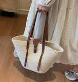 Grand Sac Cabas Femme en Paille – Style Bohème Chic et Décontracté