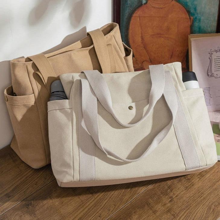 Grand sac fourre-tout tendance à épaule en toile - EMAKUJITIA