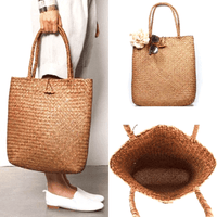 Grand sac shopper en paille d'été pour femmes - EMAKUJITIA