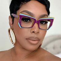 Oversized Two-Tone Frame Glasses for Women