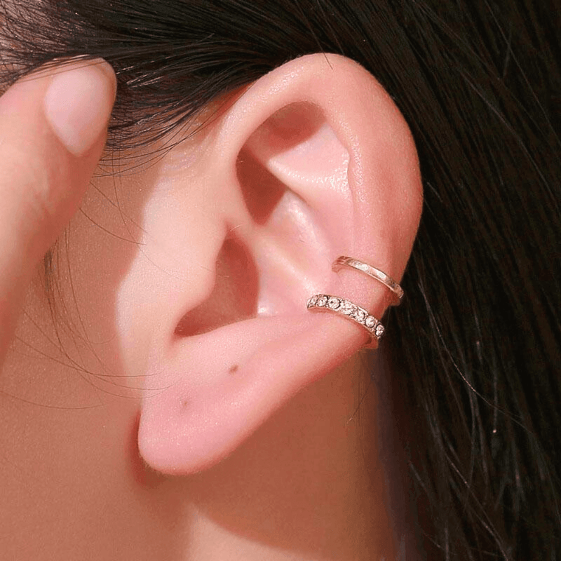 Manchette d'oreilles en acier inoxydable et zircon cubique - EMAKUJITIA