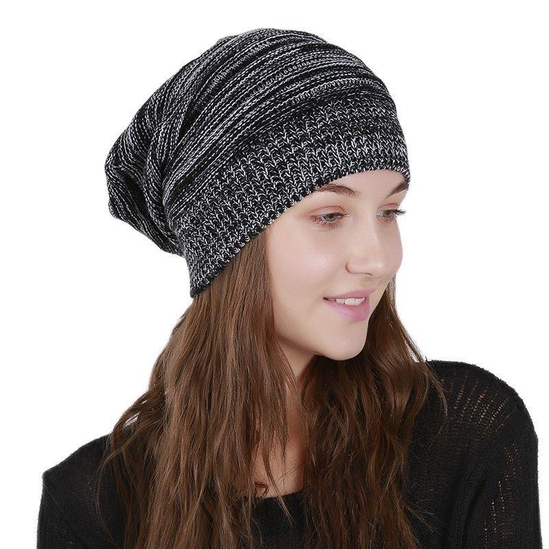 New Autumn Winter Women Warm Beanie Hat Mix Color Warm Knitted Hat For Women - EMAKUJITIA