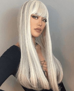 Perruque longue à frange synthétique - EMAKUJITIA