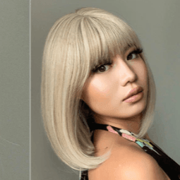 Perruque mi-longue lisse blonde avec frange - EMAKUJITIA