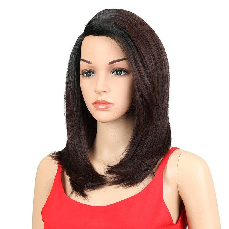 Perruque mi-longue synthétique raie sur le côté - EMAKUJITIA