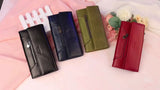 Portefeuille long femme en cuir véritable avec blocage RFID