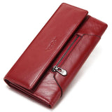 Portefeuille long femme en cuir véritable avec blocage RFID