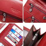 Portefeuille long femme en cuir véritable avec blocage RFID