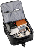 Intérieur du sac à dos ordinateur portable avec de nombreux compartiments et objets organisés