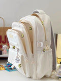 Sac à dos blanc style japonais avec poches et compartiments numérotés pour l'organisation