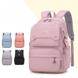 Sac à dos fille collège en nylon, design cartoon, grande capacité, bretelles réglables, disponible en plusieurs couleurs.